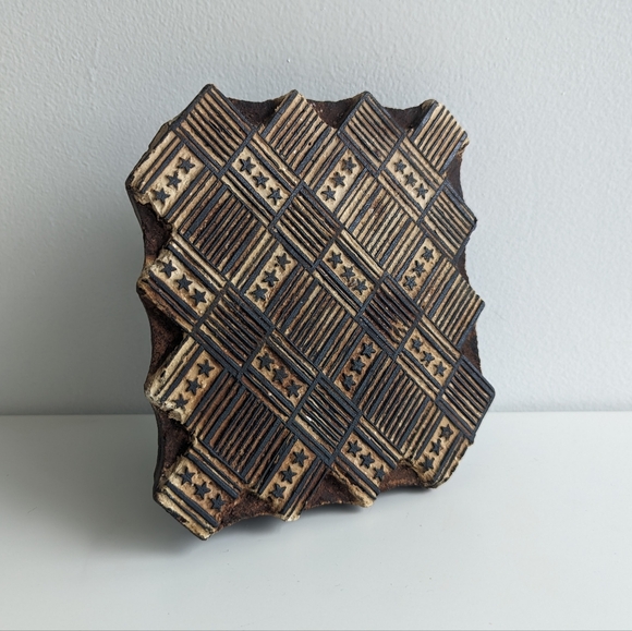 Vintage Hand-Carved Indian Wooden Textile Fabric Printing Block India - Picture 4 of 14